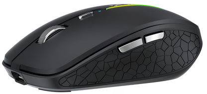 Wireless Gaming Maus WZK WMGK-1132, 1600DPI, RGB, BT / Wi-Fi, Schwarz