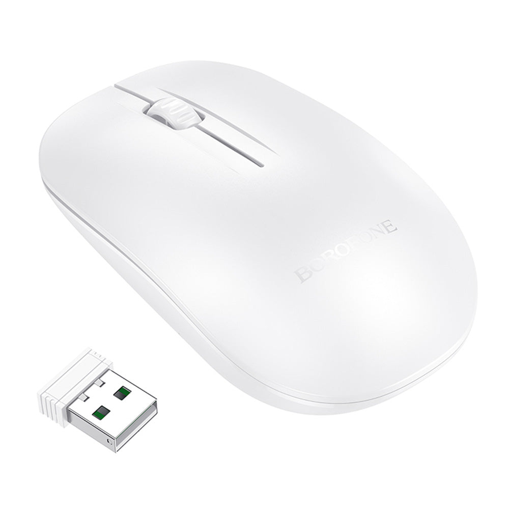 Wireless Mouse Borofone BG14 Planet, 1000DPI, BT / Wi-Fi, White