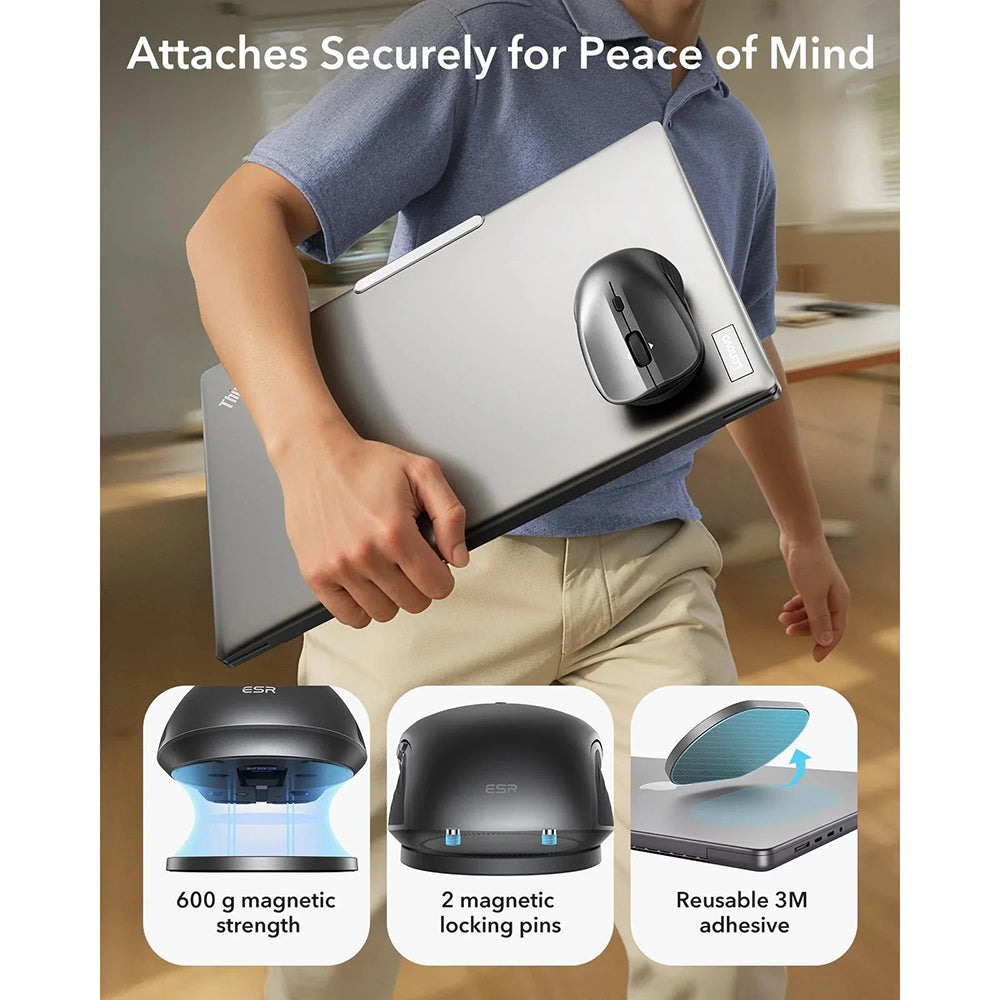 Wireless-Maus ESR MagMouse, 800DPI - 4800DPI, Schwarz