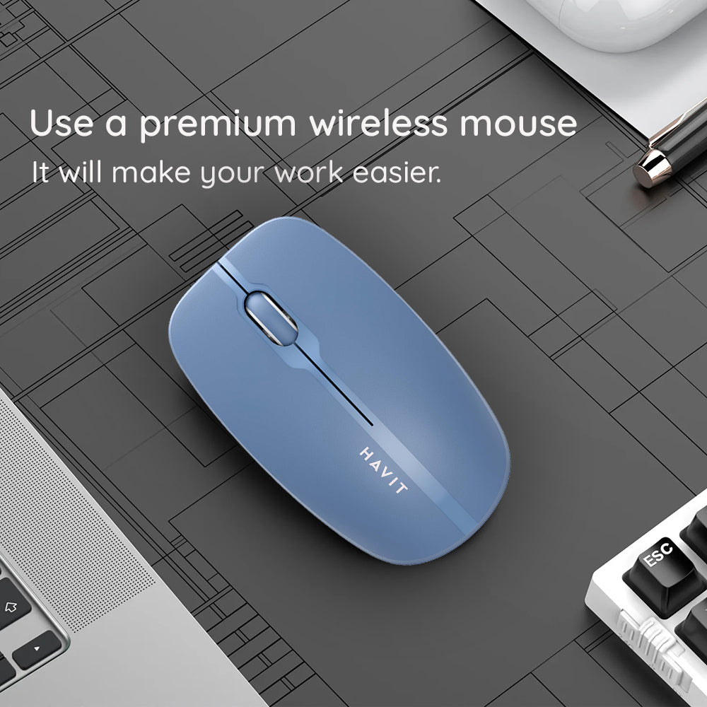 Mouse Wireless HAVIT MS53WB, 1600DPI, Blau
