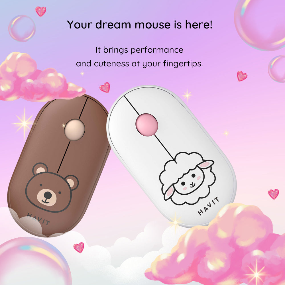Mouse Wireless HAVIT MS75GT Pro, 1600DPI, Braun