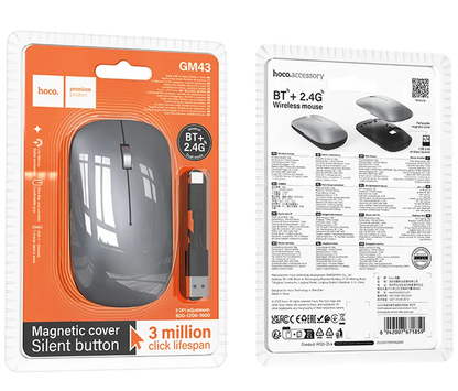 Kabellose Maus HOCO GM43, 1600DPI, BT / Wi-Fi, Grau