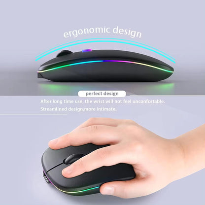 Wireless-Maus Techsuit M1, RGB, 1600DPI, BT / Wi-Fi, Schwarz