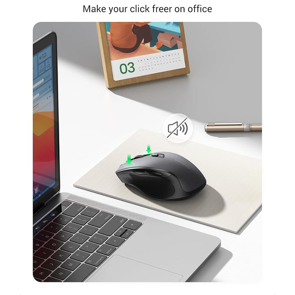 Mouse Wireless UGREEN MU006S (85082), 4000DPI, BT / Wi-Fi, Grau
