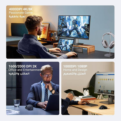 Drahtlose Maus UGREEN MU101, 4000DPI, BT / Wi-Fi, Schwarz