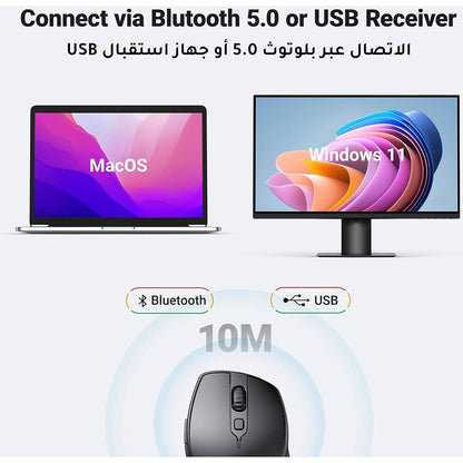 Drahtlose Maus UGREEN MU101, 4000DPI, BT / Wi-Fi, Schwarz
