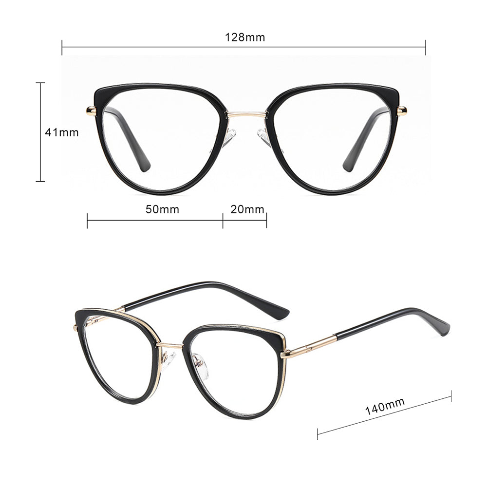 Damen Computerbrille Techsuit 82290, Anti-Blue Light, Schwarz Gold