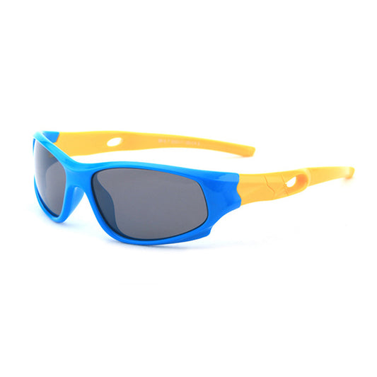 Sport-Sonnenbrille für Kinder Techsuit 816-C5, polarisiert, blau-gelb