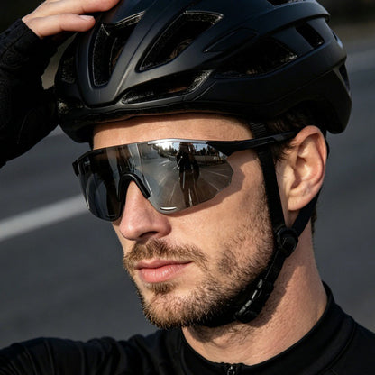 Unisex Fahrradbrille Techsuit 8853, Schwarz Silber