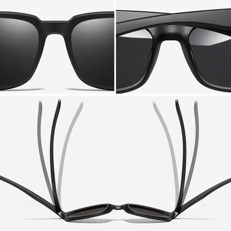 Herren-Sonnenbrille Techsuit TR90 (MM101), polarisiert, UV-Schutz, matt schwarz grau