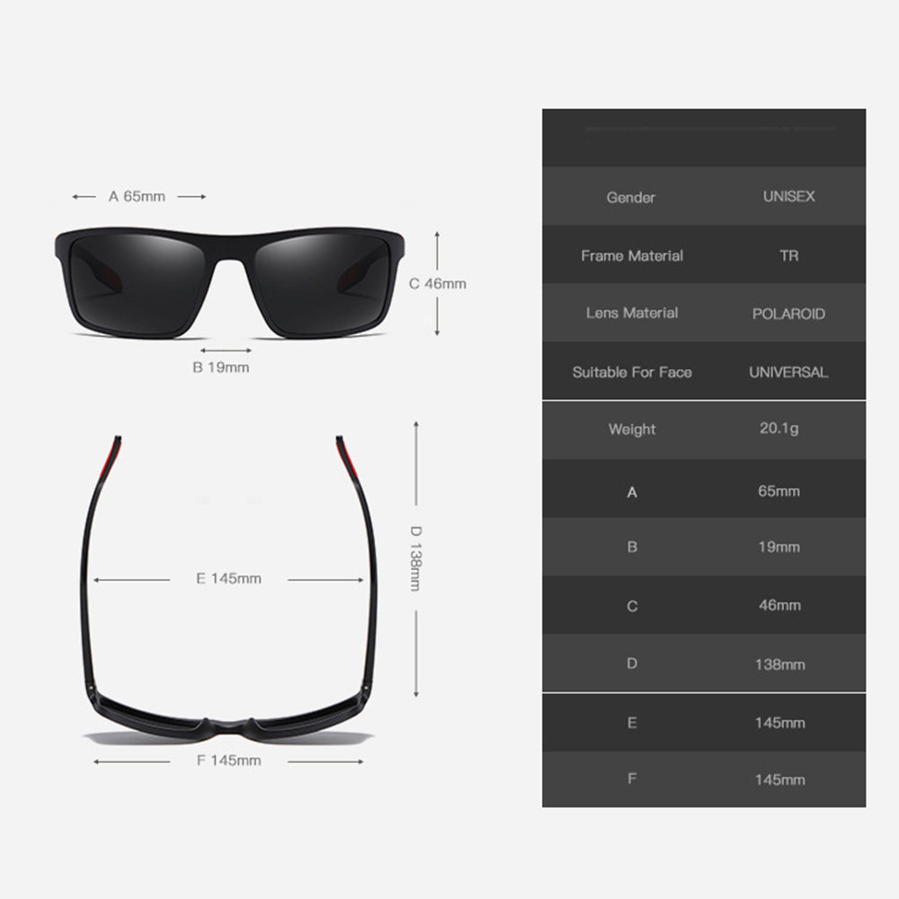 Herren-Sonnenbrille Techsuit TR90 (MM101), polarisiert, UV-Schutz, matt schwarz rot