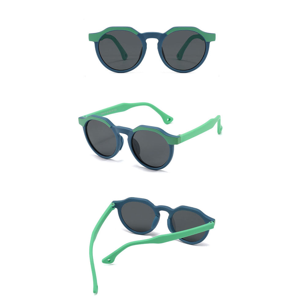 Techsuit 601 Kinder Sonnenbrille, polarisiert, UV-Schutz, Schwarz Grau