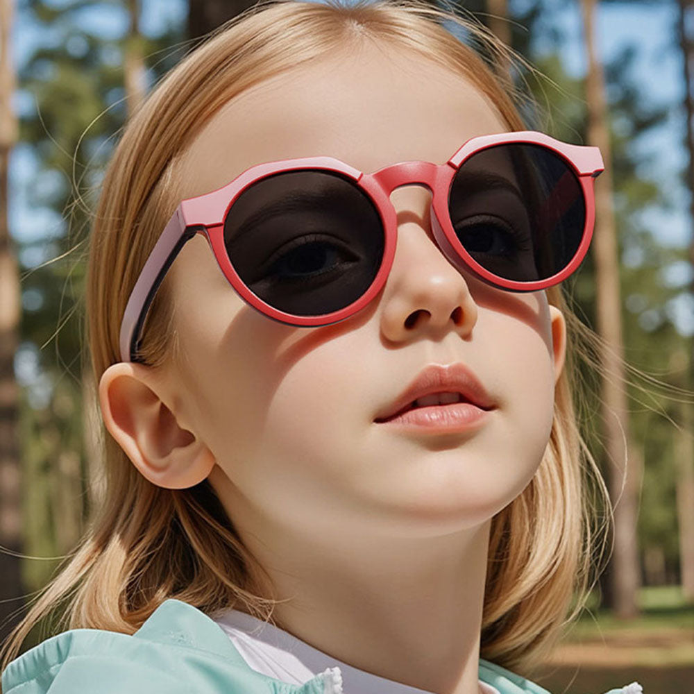 Techsuit 601 Kinder Sonnenbrille, polarisiert, UV-Schutz, Schwarz Grau
