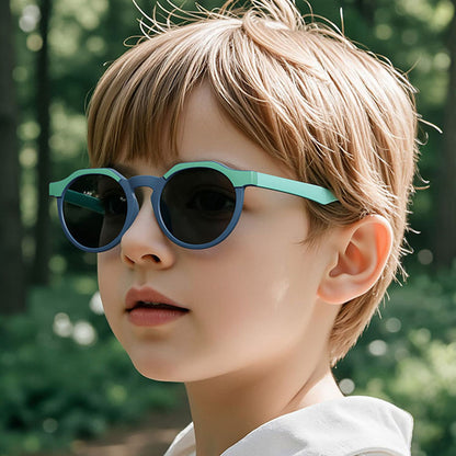 Techsuit 601 Kinder-Sonnenbrille, polarisiert, UV-Schutz, Orange Grau