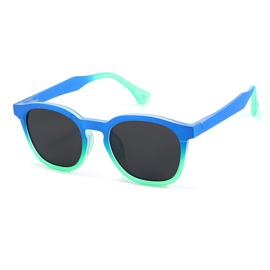 Techsuit 691 Kinder-Sonnenbrille, polarisiert, UV-Schutz, Schwarz Blau Grün Verlauf