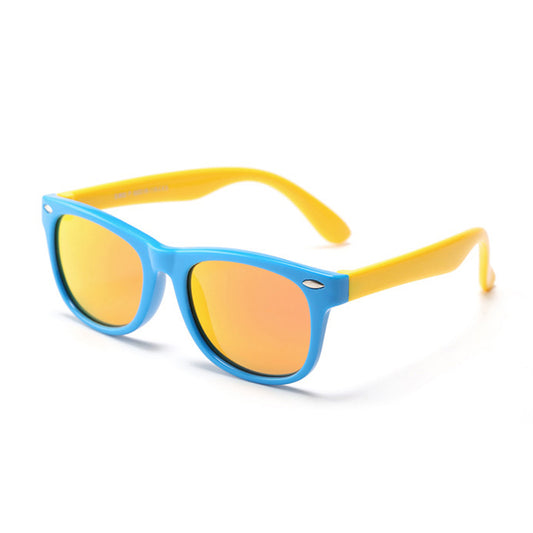 Techsuit D802 Kinder-Sonnenbrille, polarisiert, UV-Schutz, Blau Gelb Orange