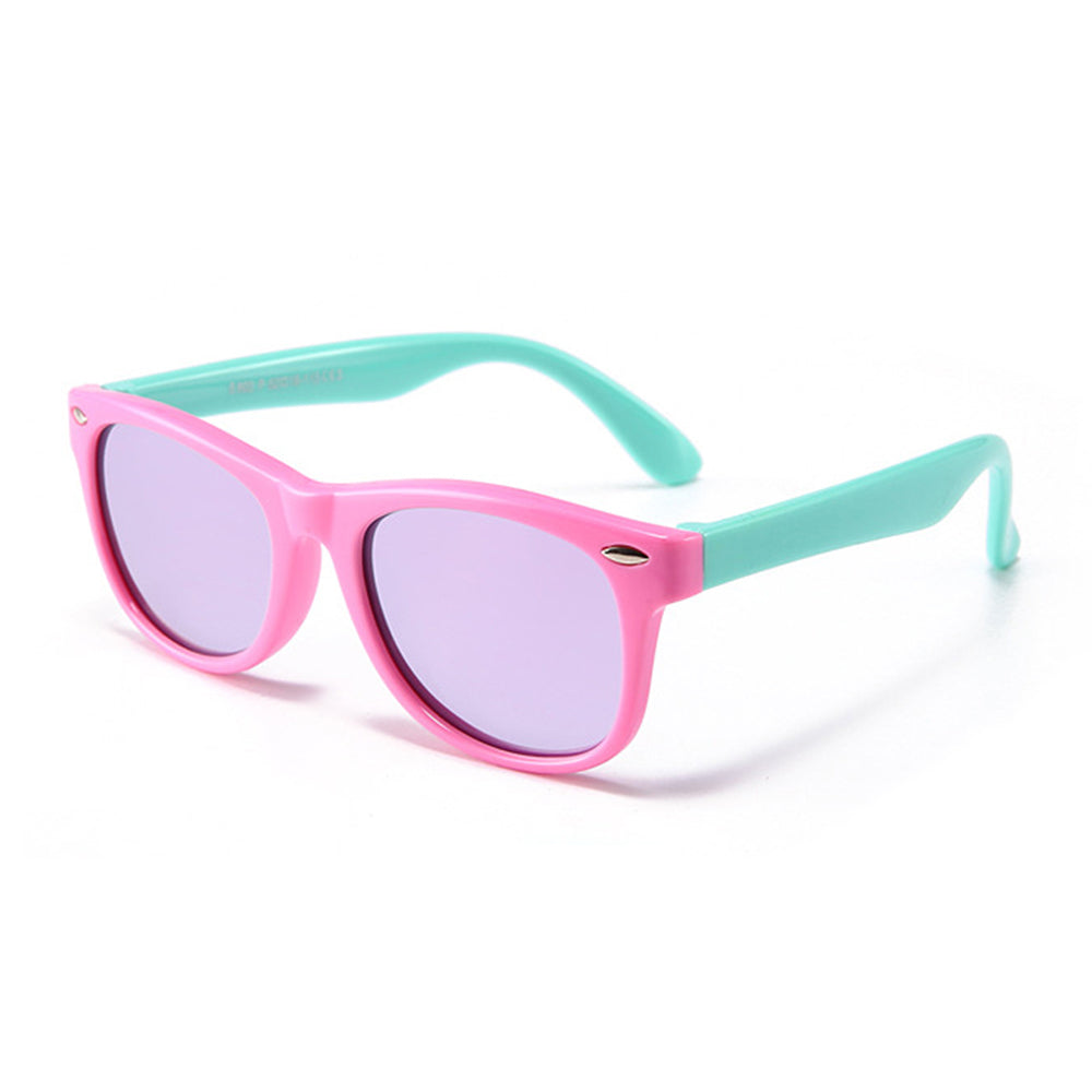 Techsuit D802 Kinder-Sonnenbrille, polarisiert, UV-Schutz, Rosa Grün