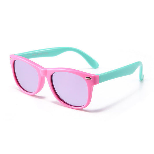 Techsuit D802 Kinder-Sonnenbrille, polarisiert, UV-Schutz, Rosa Grün