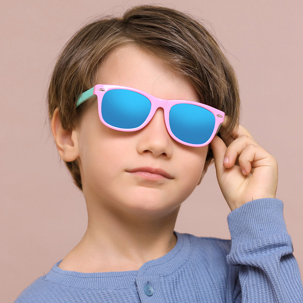 Techsuit D802 Kinder-Sonnenbrille, polarisiert, UV-Schutz, Rosa Grün