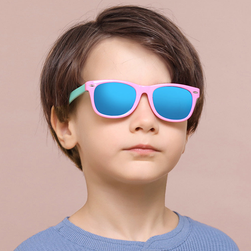 Techsuit D802 Kinder-Sonnenbrille, polarisiert, UV-Schutz, Rosa Grün