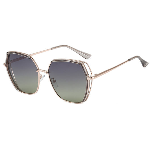 Damen-Sonnenbrille Techsuit 9768, polarisiert, UV-Schutz, Grau Gold Grün