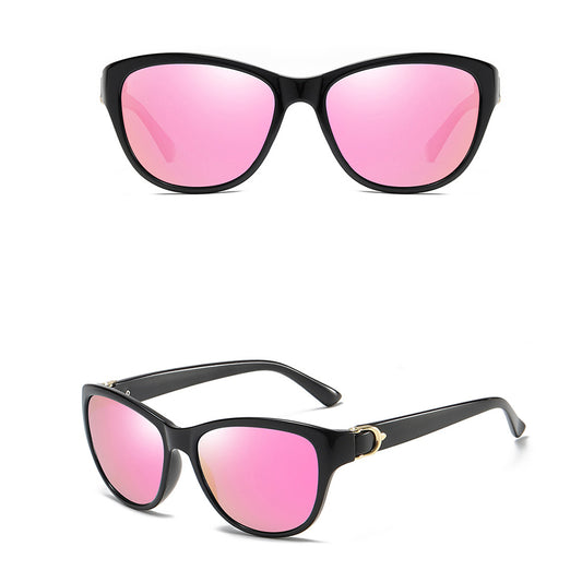 Damen-Sonnenbrille Techsuit A572, polarisiert, UV-Schutz, schwarz rosa