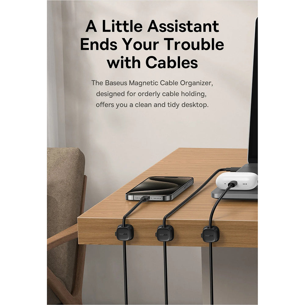 Baseus Lite Magnetic Kabelorganisator, Set 3 Stück, Weiß B01331106211-00