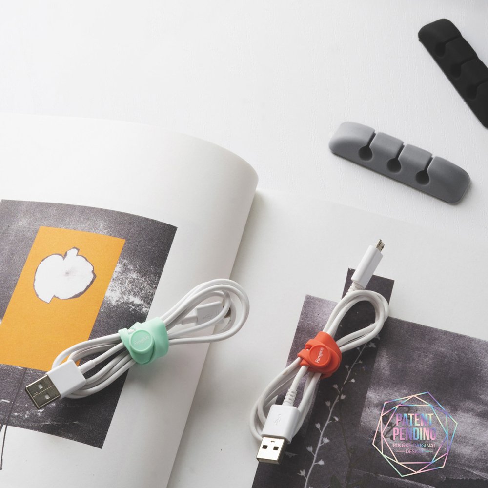 Kabelorganisator Ringke, Set 4 Stück, Schwarz