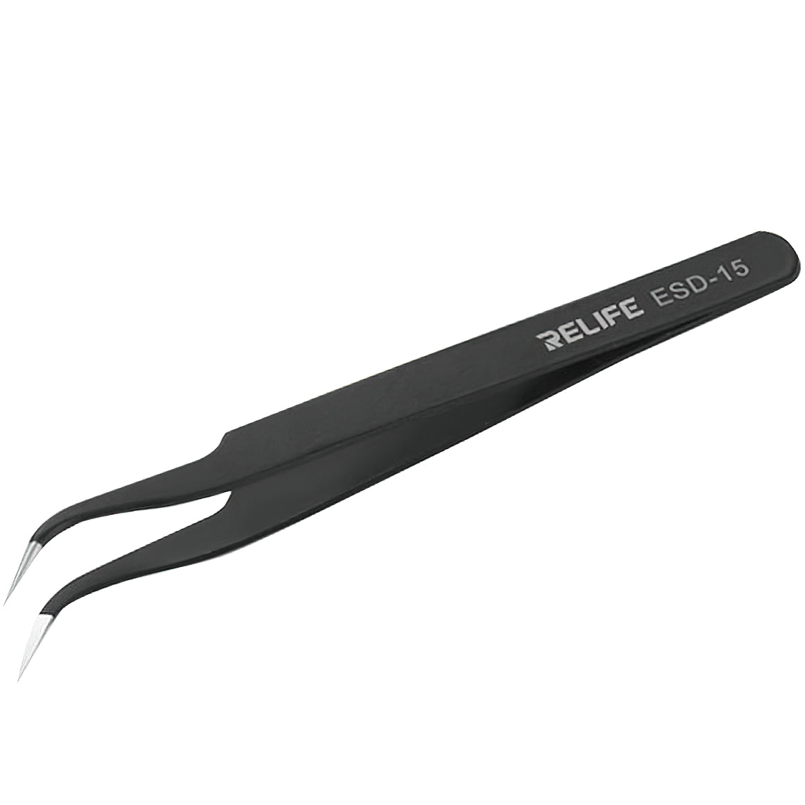 Gebogene Pinzette Relife RL-ESD-15, Schwarz