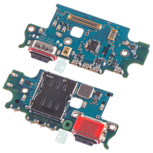 Platine mit Ladeanschluss – Mikrofon – SIM-Lesemodul Samsung Galaxy S23+ S916, Service Pack GH96-15620A