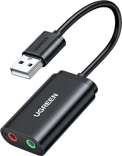 USB-Soundkarte UGREEN US205, 2 x Klinke 3,5 mm, Schwarz