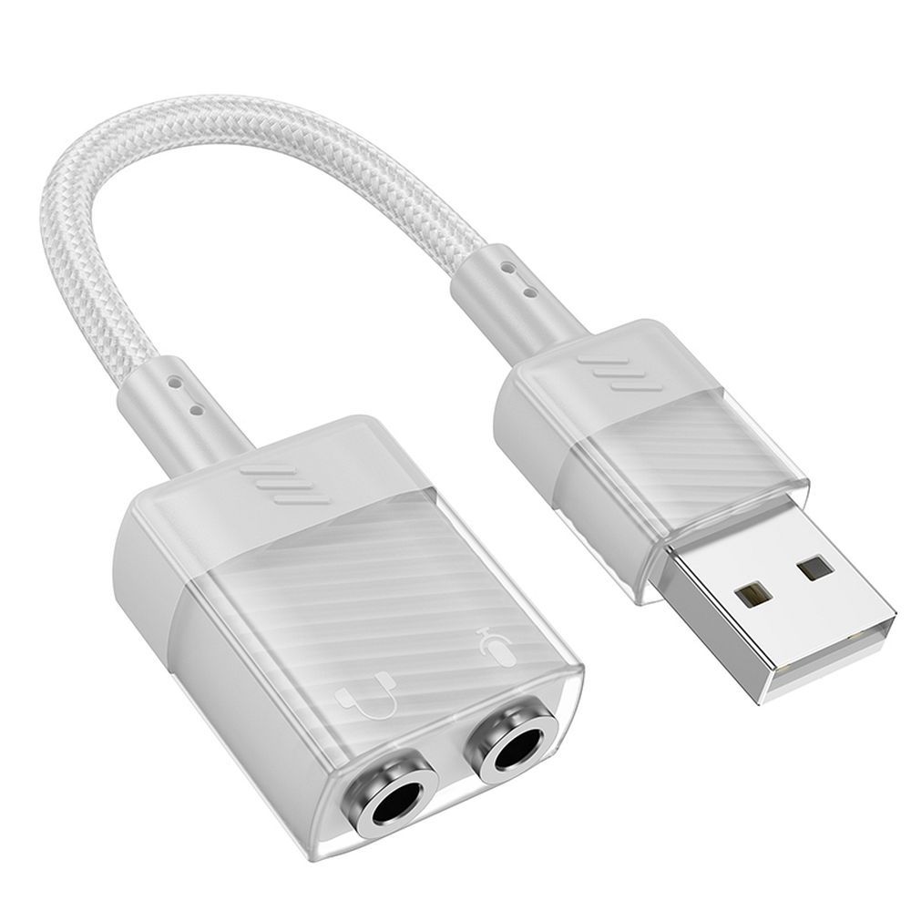 HOCO LS37 USB-Soundkarte, 2 x 3,5-mm-Buchse, Grau