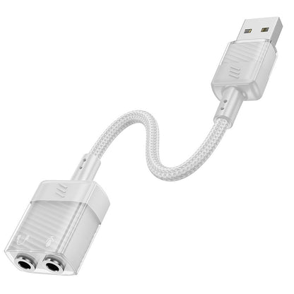 HOCO LS37 USB-Soundkarte, 2 x 3,5-mm-Buchse, Grau