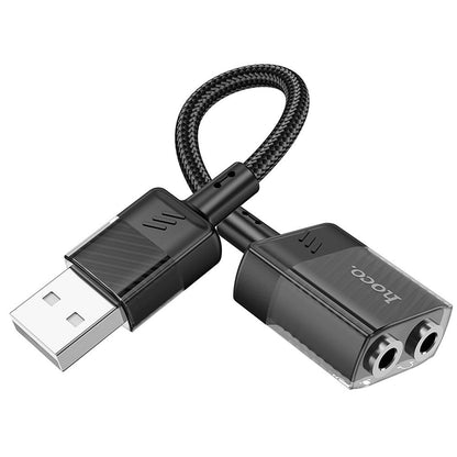 HOCO LS37 USB-Soundkarte, 2 x Klinke 3,5 mm, Schwarz