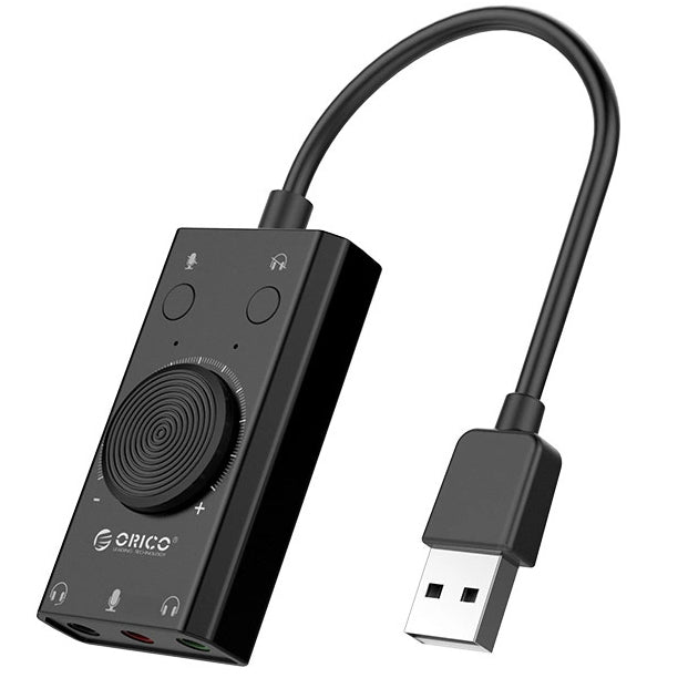 USB-Soundkarte Orico SC2, 3 x 3,5mm Klinke, Schwarz