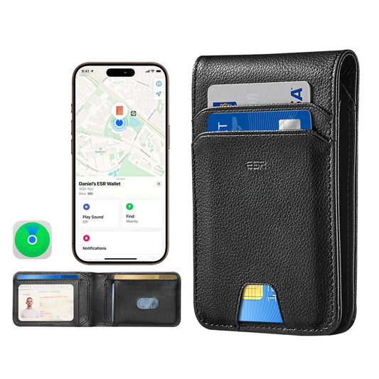 ESR Classic Geo Geldbörse mit Find My Funktion und RFID-Schutz, Schwarz, Neuware