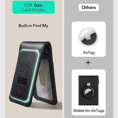 ESR Classic Geo Geldbörse mit Find My Funktion und RFID-Schutz, Schwarz