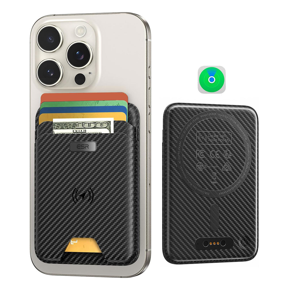 Magsafe Geldbörse, ESR, Classic Geo Carbon, Schwarz