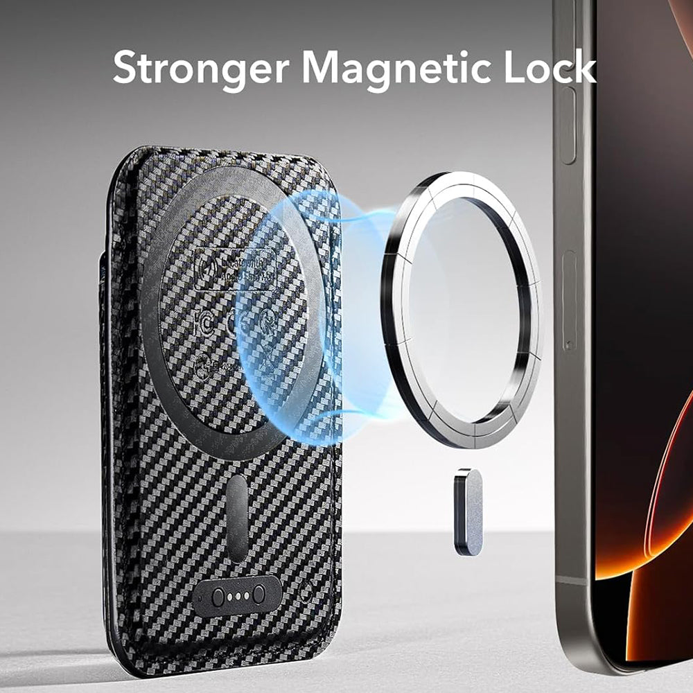 Magsafe Geldbörse, ESR, Classic Geo Carbon, Schwarz