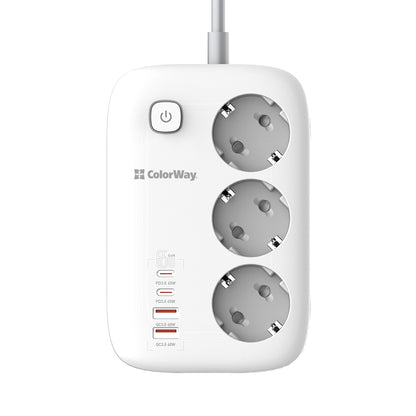 Verlängerungskabel ColorWay, 3 x Schuko, Weiß