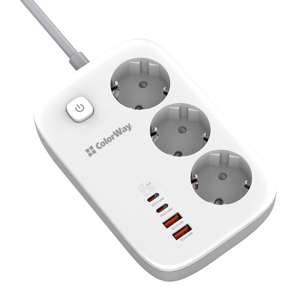 Verlängerungskabel ColorWay, 3 x Schuko, Weiß