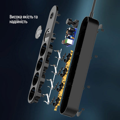 Verlängerungskabel ColorWay, 4 x Schuko, Schwarz