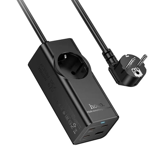 Verlängerungskabel HOCO NS9, 1 x Schuko, Schwarz