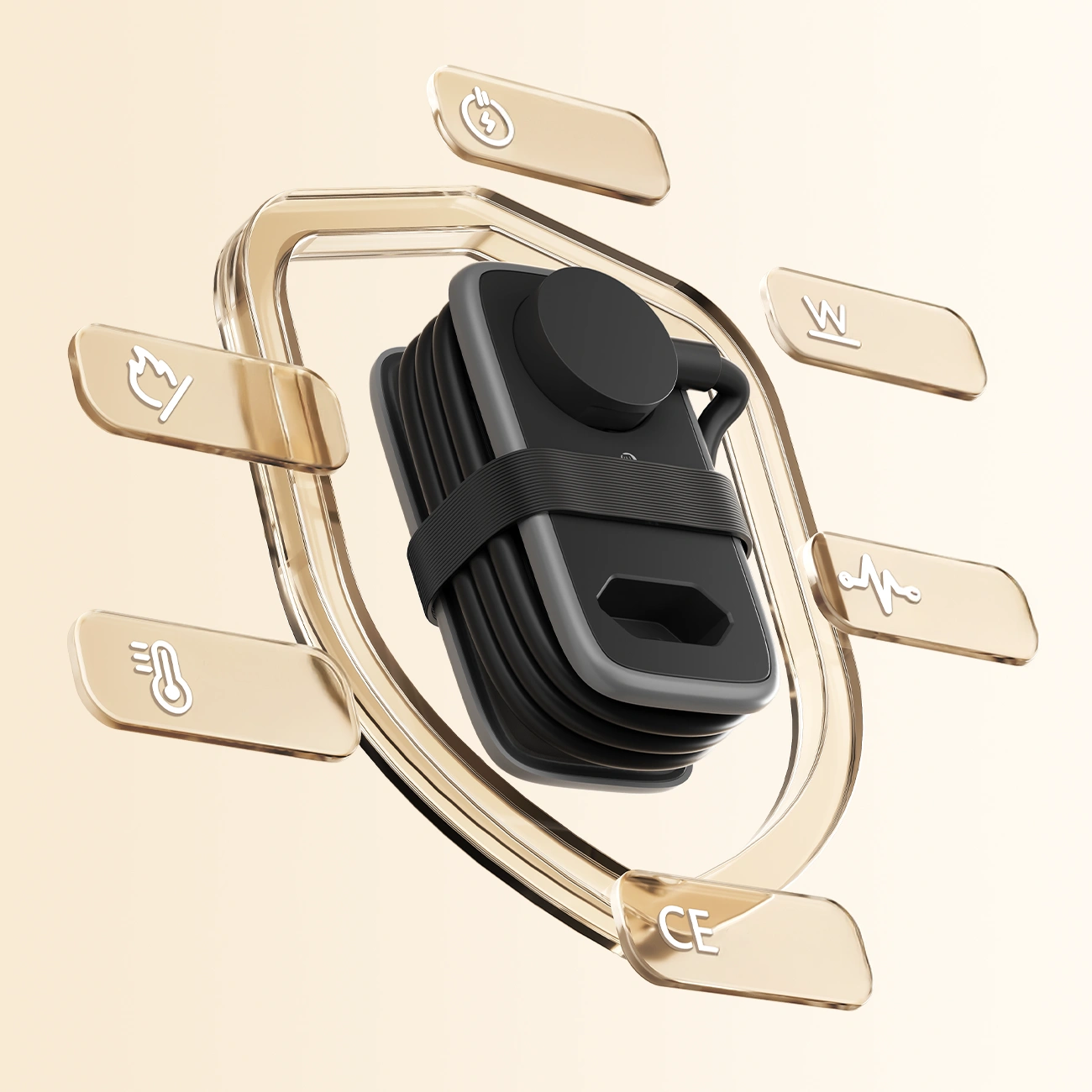 Orico APP Verlängerungskabel, 1 x Schuko - 1 x Steckdose - 2 x USB-A - 1 x USB-C, Schwarz Grau