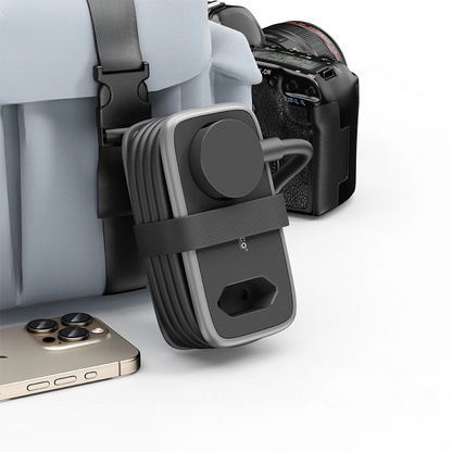 Orico APP Verlängerungskabel, 1 x Schuko - 1 x Steckdose - 2 x USB-A - 1 x USB-C, Schwarz Grau