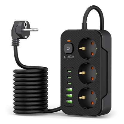 Verlängerungskabel Tech-Protect PC3X6, 3 x Schuko, Schwarz