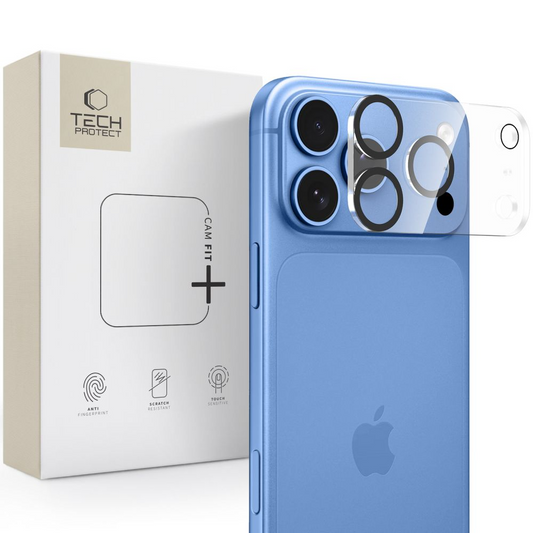 Tech-Protect Cam Fit+ Rear Camera Protection Frame for Apple iPhone 18 Pro Max, Tempered Glass, Transparent