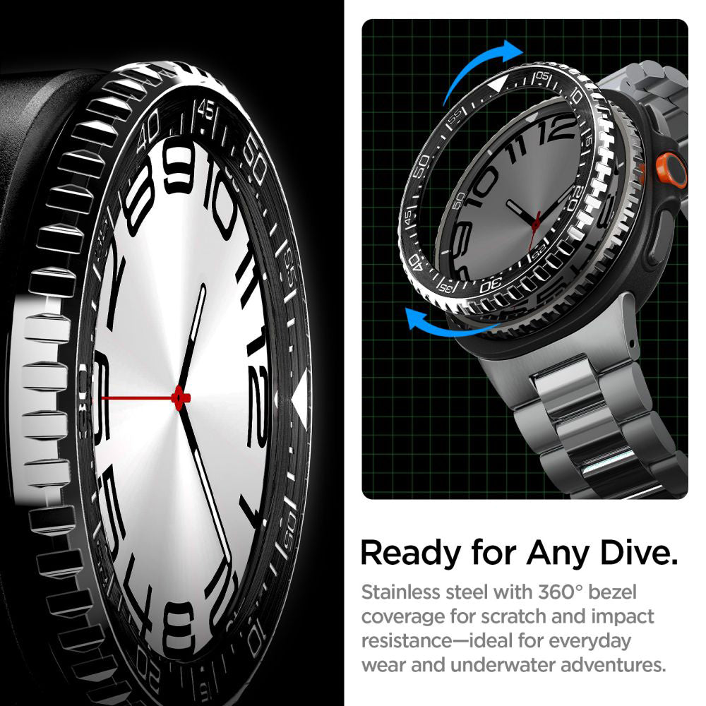 Spigen Tune Pro Diver Schutzrahmen für Samsung Galaxy Watch8 Classic, Schwarz