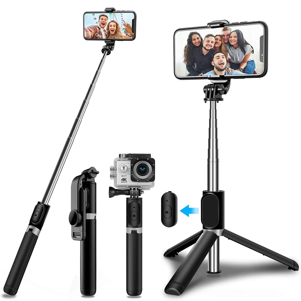 Selfie Stick Bluetooth Techsuit Q02, Universal, Schwarz