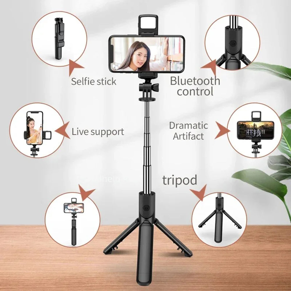 Selfie Stick Bluetooth Techsuit S03-S, Universal, Schwarz